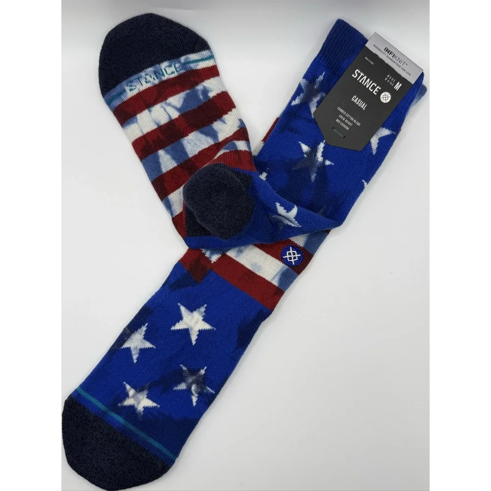 Stance The Banner Crew Socks Medium Navy Red White USA Infiknit A556A21BAN